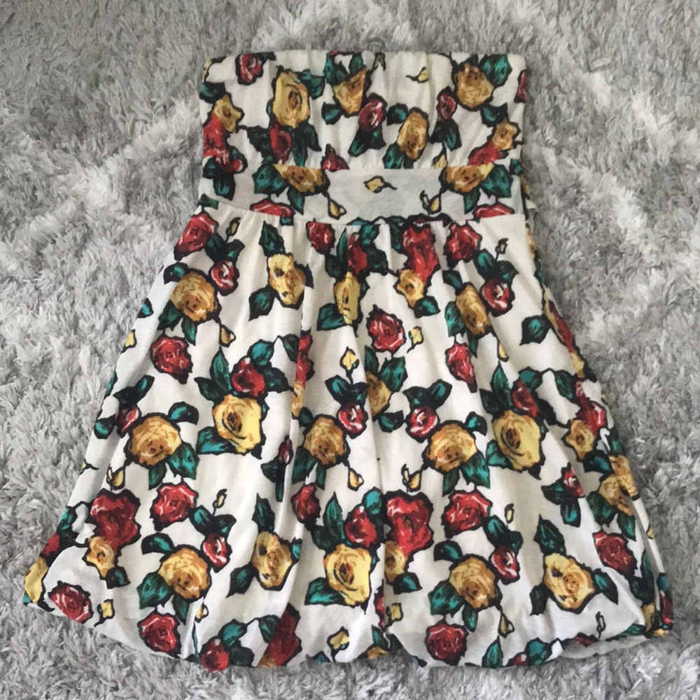 American Rag Floral Print Strapless Bubble Dress Size L